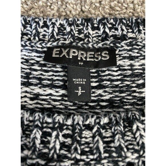Express Black & White Marled Cable Knit Sweater – Size Small - Picture 3 of 6